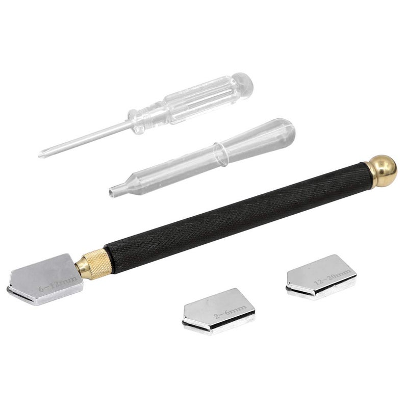 Geluode Glass Cutter Tool Set, 2mm-20mm Pencil Style Oil Feed Carbide Tip with Extra Replacement Head and Oil Dropper for Mosaic/Tiles/Mirror/Stained Glass Cutting - Image 3